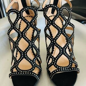 Zigi Soho Black Studded Cutout Heels